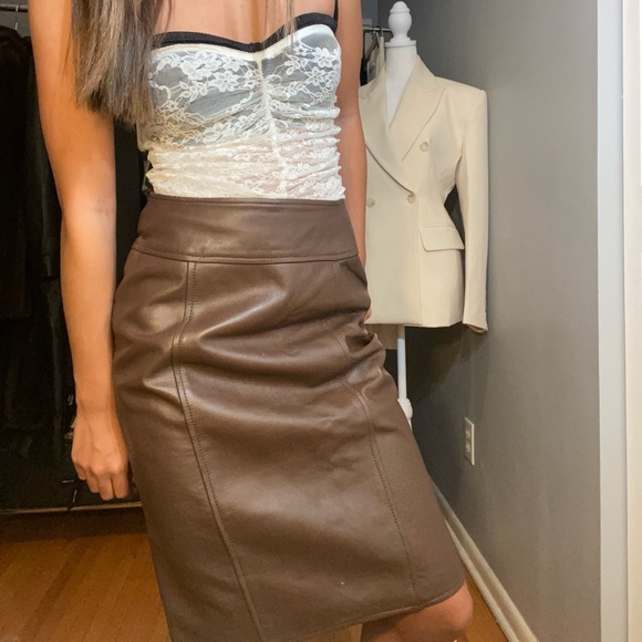 Cedars Dresses & Skirts - Chic Brown Leather Pencil Skirt